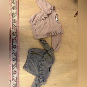 Zara 2-3 Toddler Kids Ruffle Sweatshirt Set - Mauve and Gray